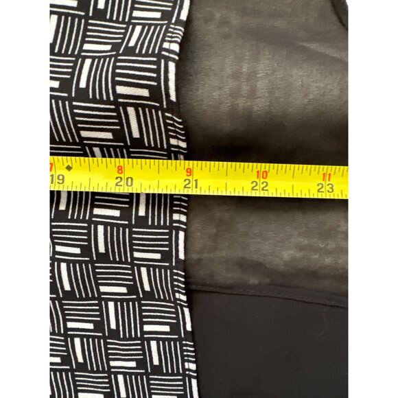 Zac & Rachel Women Blouse XL Black Geometric Print Asymmetric Modern Mixed Media - Picture 7 of 9
